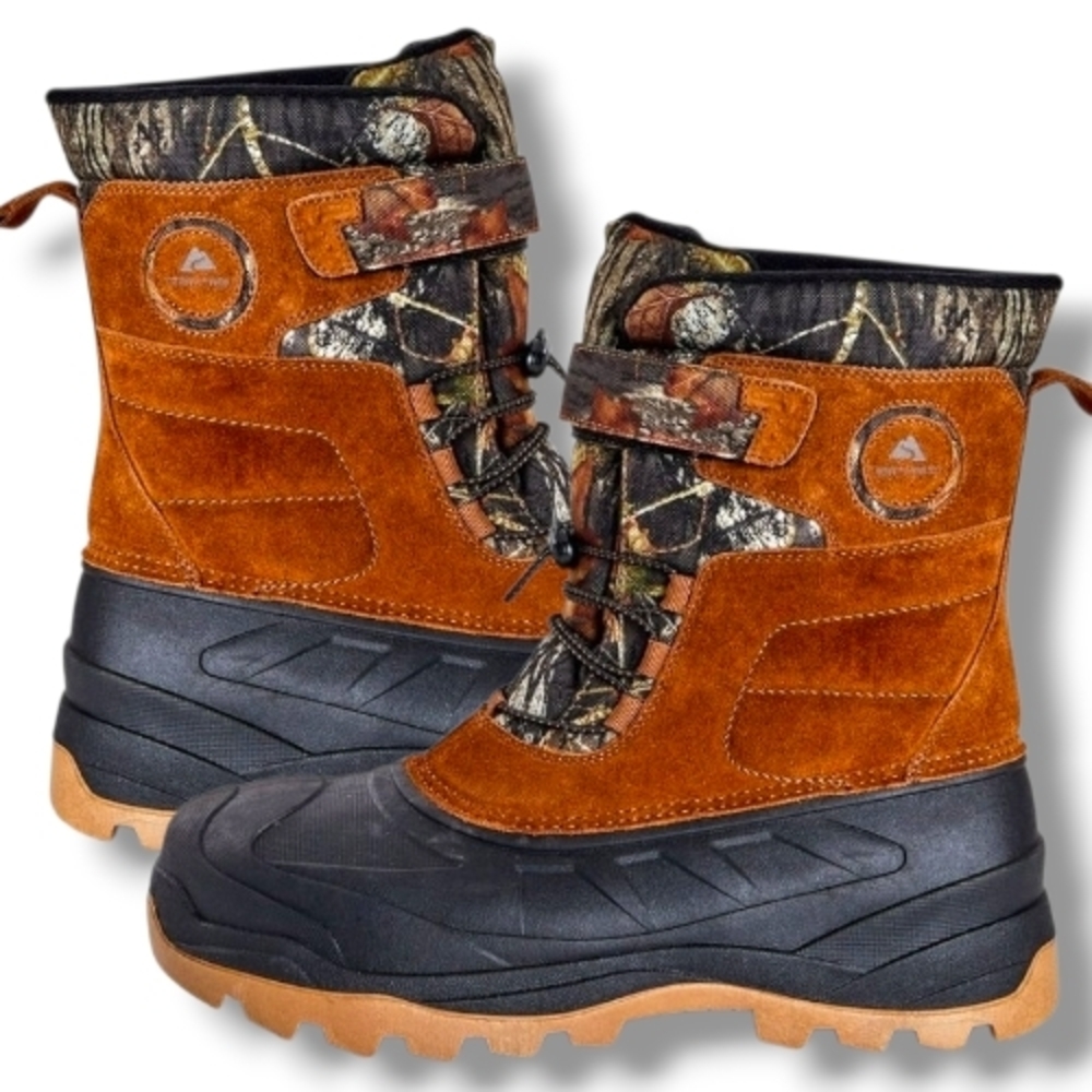 NWT Ozark Trail Mossy Oak Men's Pac Snow Boots w/ 3M Thinsulate & Suede Size 8